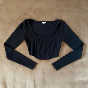 Garage Black Long Sleeve Crop Top